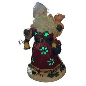 Santa Claus Figurine Lantern Design With LED Light Effects 8" T Gift